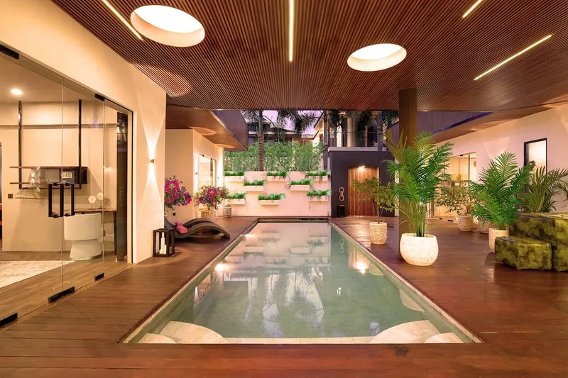 Pool measurements are 9x3  with direct bedroom access